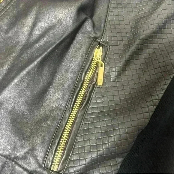 Ivanka Trump Black Moto Jacket Size 1X Gold Accent Button And Zippers - Picture 8 of 11
